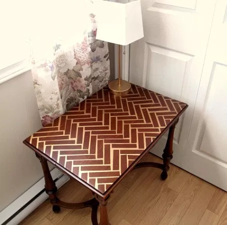 Metallic Gold Stenciled Tabletop