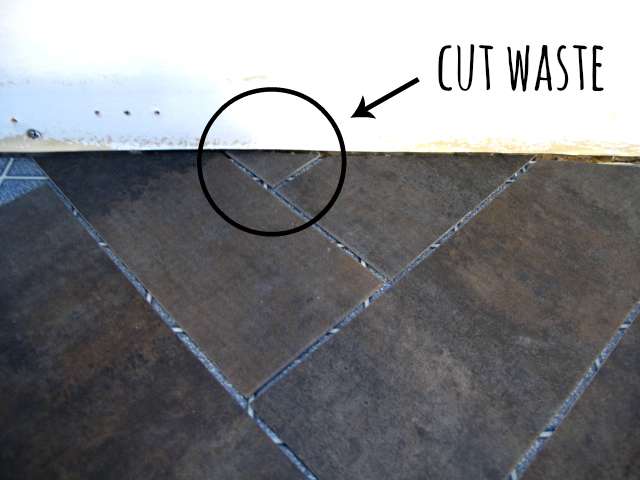 DIY Herringbone Floor Using Peel n' Stick Luxury Vinyl Tile! http://sharktails.ca/2016/01/10/herringbone-floor/